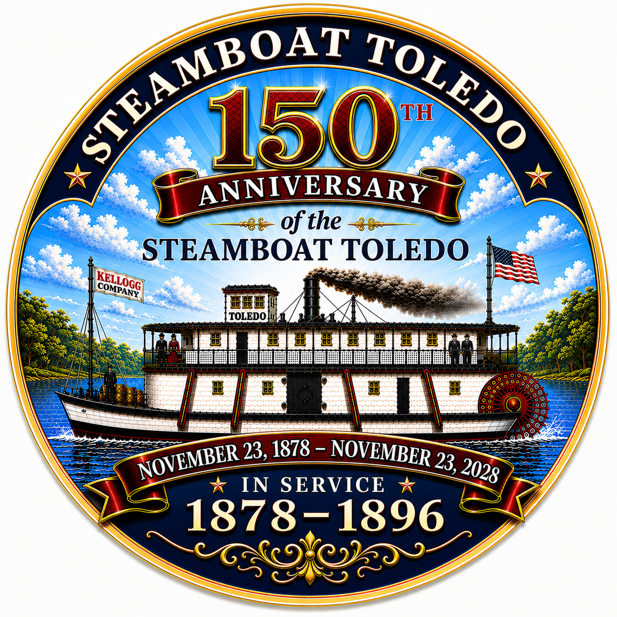 2026 Steamboat Toledo 150th Anniversary commemorative button